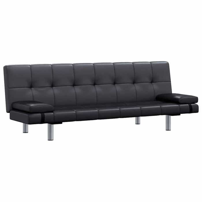 Sofa-lit VIDAXL moderne Canapé-lit 2 Places avec deux oreillers Similicuir Noir  168x77x(61.5/64/66) cm S1550