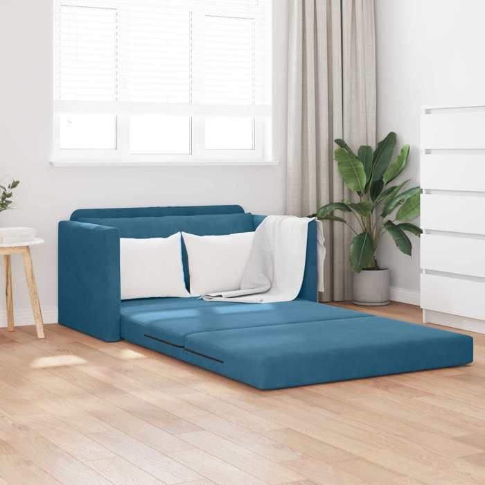 Haute Qualité Canapé-lit moderne - SWEETY - réglables - pour salon chambre Bleu 124x71x78cm Velours C15435