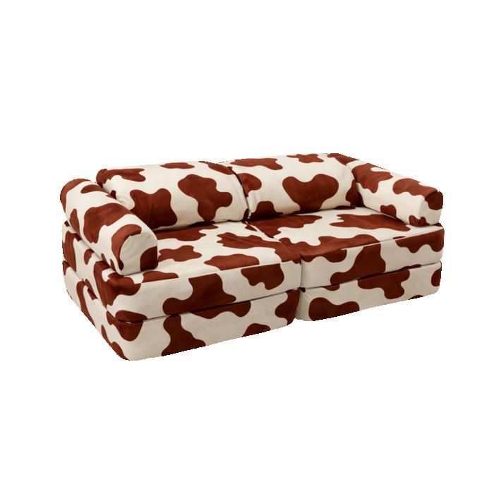 Canape enfant modulable vache beige marron convertible