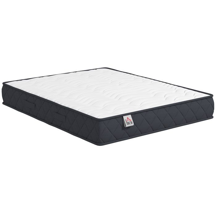 Matelas - HOMCOM - 160x200cm - fermeté moyenne - mousse découpée en vagues bords renforcés - mousse à mémoire de forme - blanc gris Matelas - HOMCOM - 160x200cm - fermeté moyenne - mousse découpée en vagues bords renforcés - mousse à mémoire de forme - blanc gris