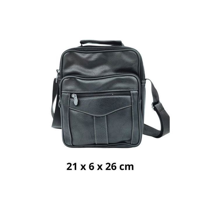 Sacoche bandoulière homme en simili cuir - Noir - Elégance fonctionnelle pour un style urbain