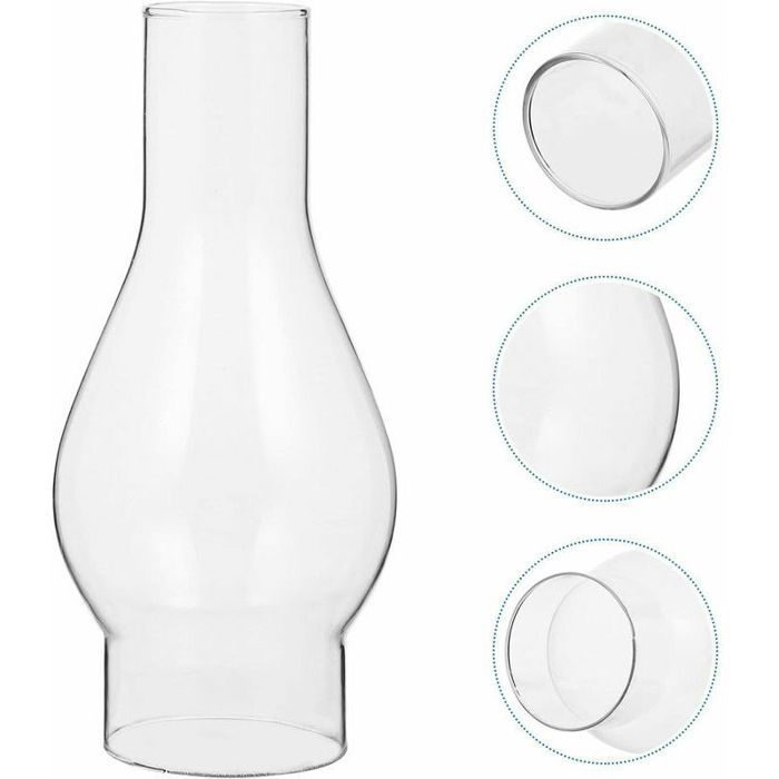 Abat-jour en verre pour lampe à huile - Nosheir - Verre transparent - Compatible lampes à kérosène