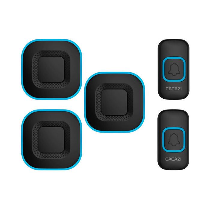 Sonnette sans fil sonnette LED intelligente pour la maison 3 sonnettes 2 boutonsnoir，38 sonneries polyphoniques pour ，300 mètres