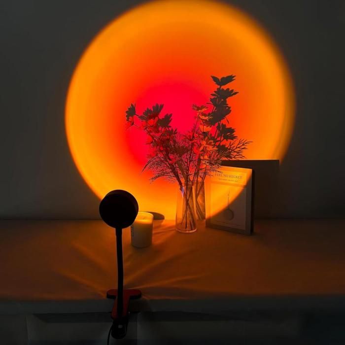 Lampe Coucher de Soleil USB Projecteur Sunset Light 4 Couleurs Rotative 180° pour Déco et Selfie