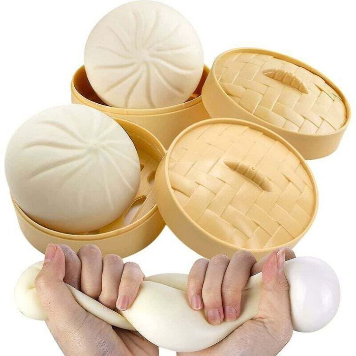 2 Squishy Dumplings Bao – Jouet Anti-Stress Ultra Mou (10 Cm) – Pâte à Décompresser En TPR – Cadeau Ado/Adulte