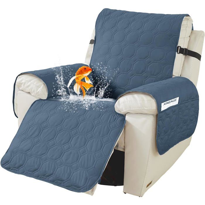 100% éTanche Housse pour Fauteuil Relax Electrique AntidéRapant Protege Fauteuil 1 Place avec Poches de Rangement Douce Et Lavable