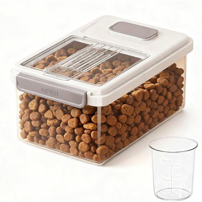 Boite Croquette Chien 8KG Conteneur à Croquettes Hermétique pour Chien et Chat avec Verre Doseur Boîte de Stockage