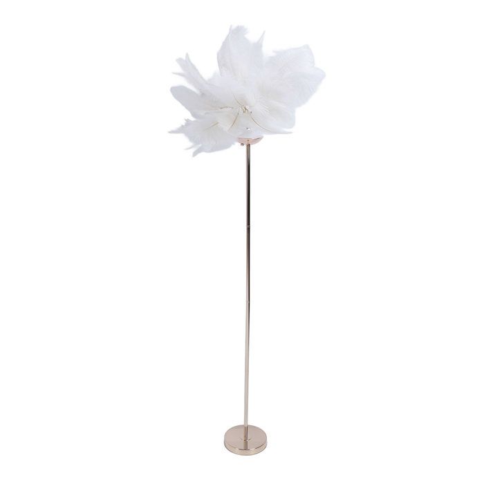 AUCUNE Lampadaire Plume Lampadaire en Plume dautruche Art en fer 61 pouces LED USB réglable en deco lampadaire Blanche