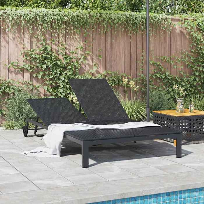 Elegant Transat polyrotin Noir - Fauteuil long de soleil - 21.55 kg - 16203