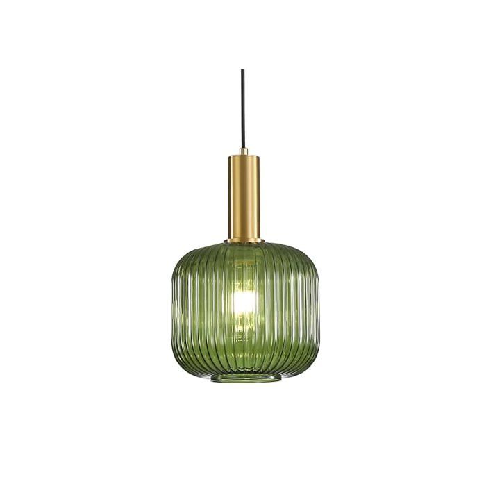Suspension Luminaire - GENERIQUE - Modele 2 - Abat-jour verre strié - Finition laiton doré - Hauteur réglable