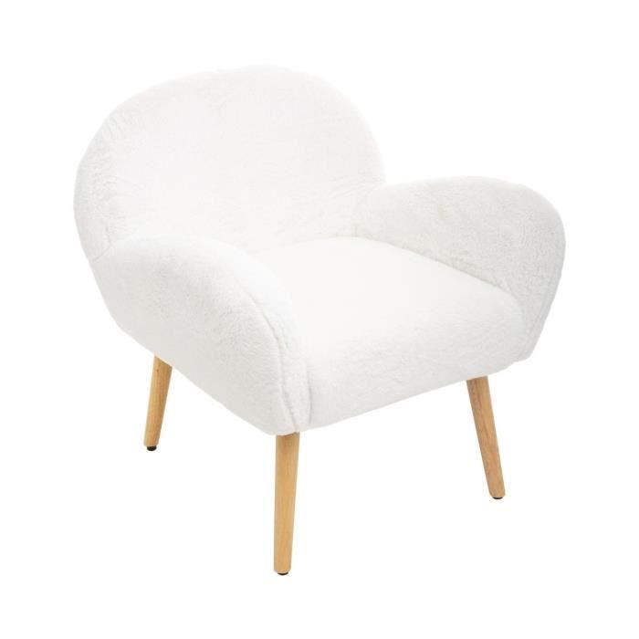 Fauteuil Atmosphera Muzi - Velours Côtelé Blanc, Confort Moelleux, Dimensions XXL, Charge Max 110 Kg - 8