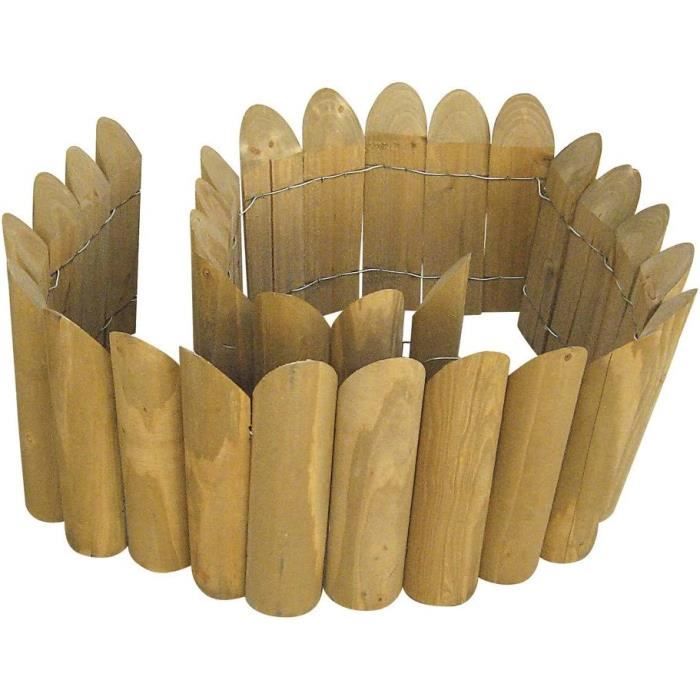 Bordure De Jardin En Bois Catral 30x150 Cm Diamètre 5 Cm - Pin Naturel Pour Aménager Vos Espaces Extérieurs