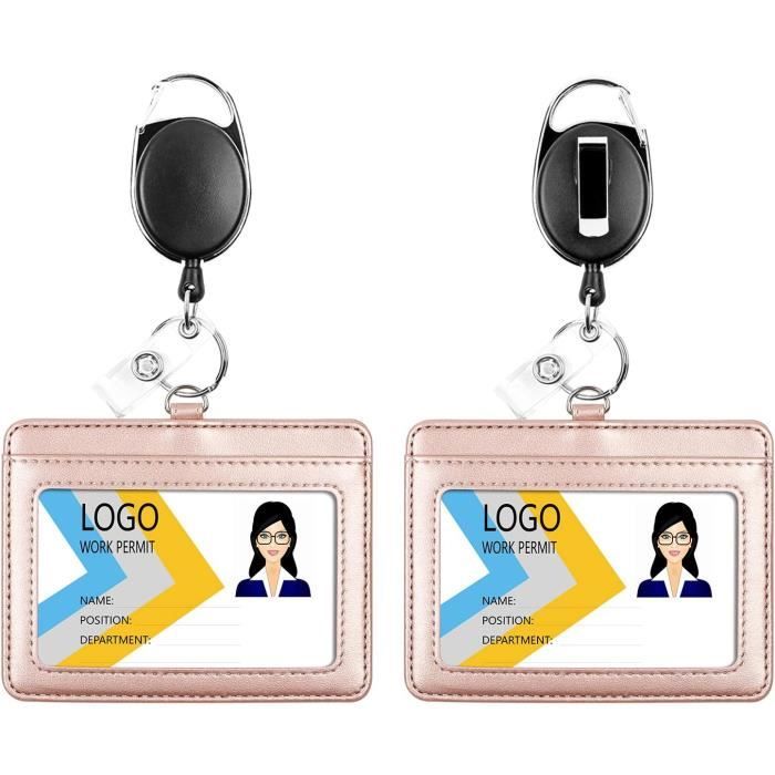 Porte-Badge Aolaso En Cuir Synthétique - Badge Rétractable, Porte-Clés | Carte ID, Credit Card