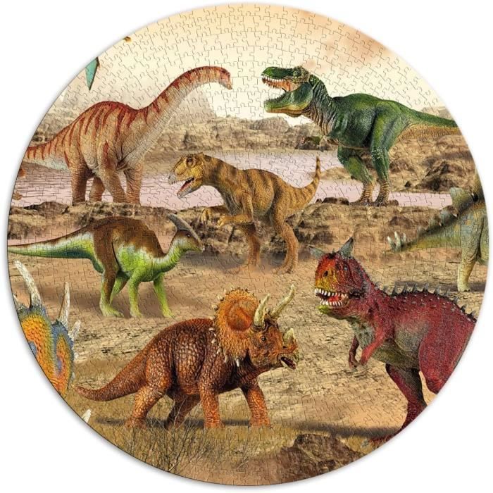 Puzzle 1000 Pièces Dinosaure Âge Tyrannosaure Puzzles Ronds Puzzle