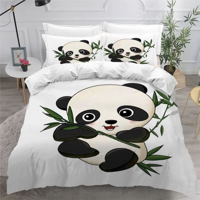 Housse De Couette Panda Roux 3D - 140x200 Cm + 2 Taies 65x65 Cm | Microfibre Douce, Fermeture éclair, Thème Animalier