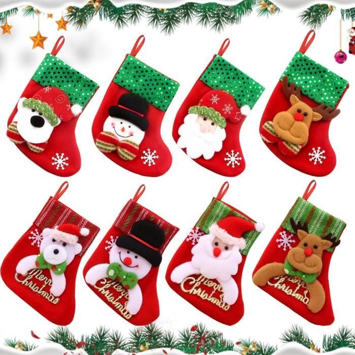 Chaussette De Noel, 8 Pièces Mini Bas De Noël, Chaussettes De Noël Decoration, Petit Chaussettes