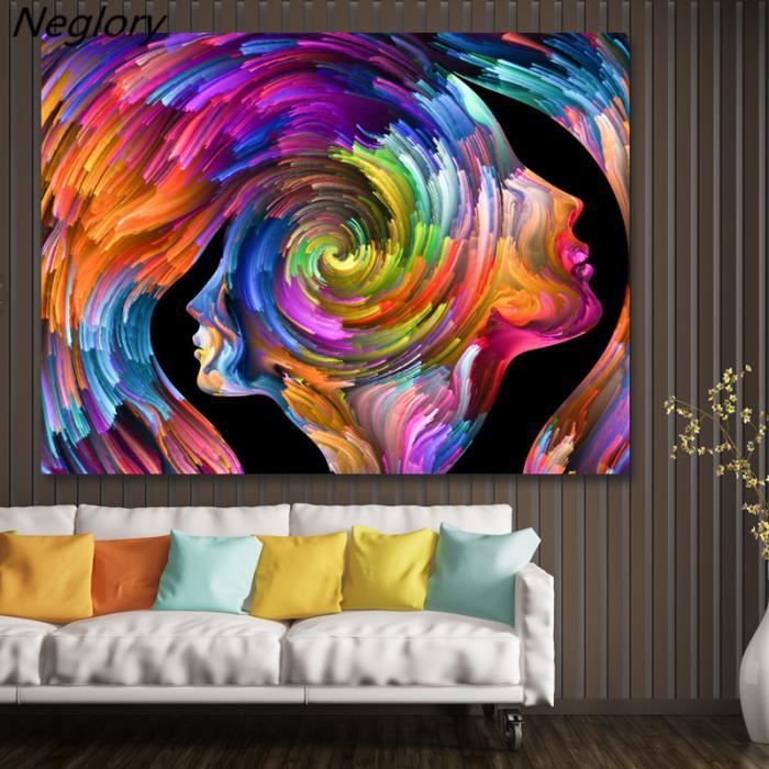 La Toile Empreintes Tableau Abstrait Moderne Colore Resume Wall Art Deco Affiches Et Photos De Salon Empreintes Achat Vente Objet Decoration Murale Cdiscount