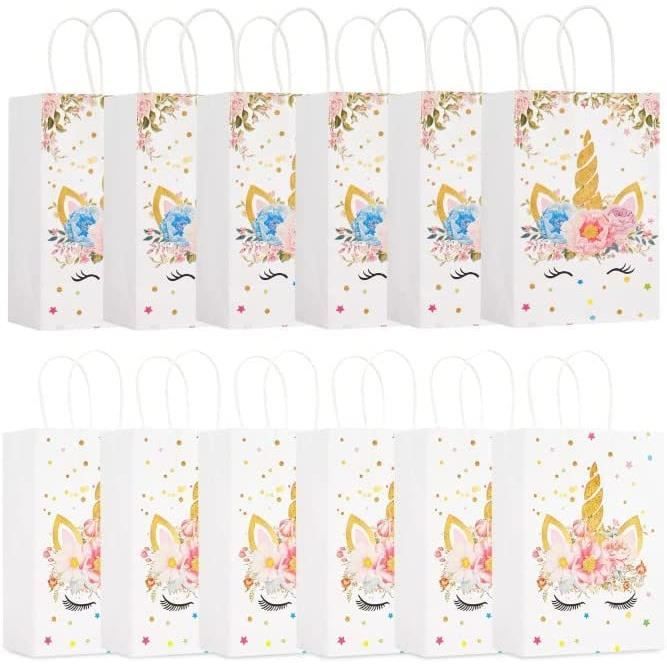 6pcs Licorne Papier Cadeau Sac Pour Emballage Anniversaire Fête