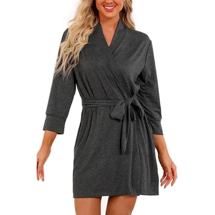 AJW L Peignoir Femme Coton Kimono Grande Taille Robe de Chambre