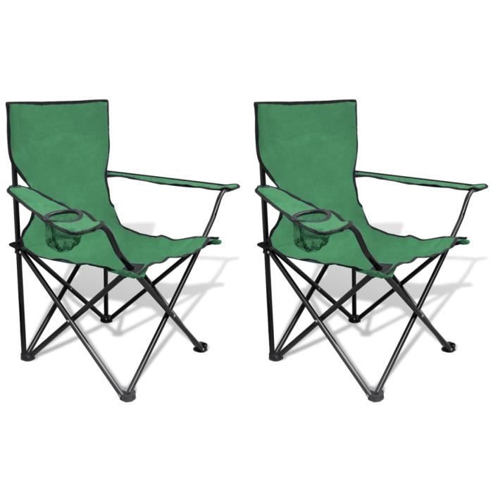 Chaises pliantes de jardin avec repose pieds - Vert - Adulte