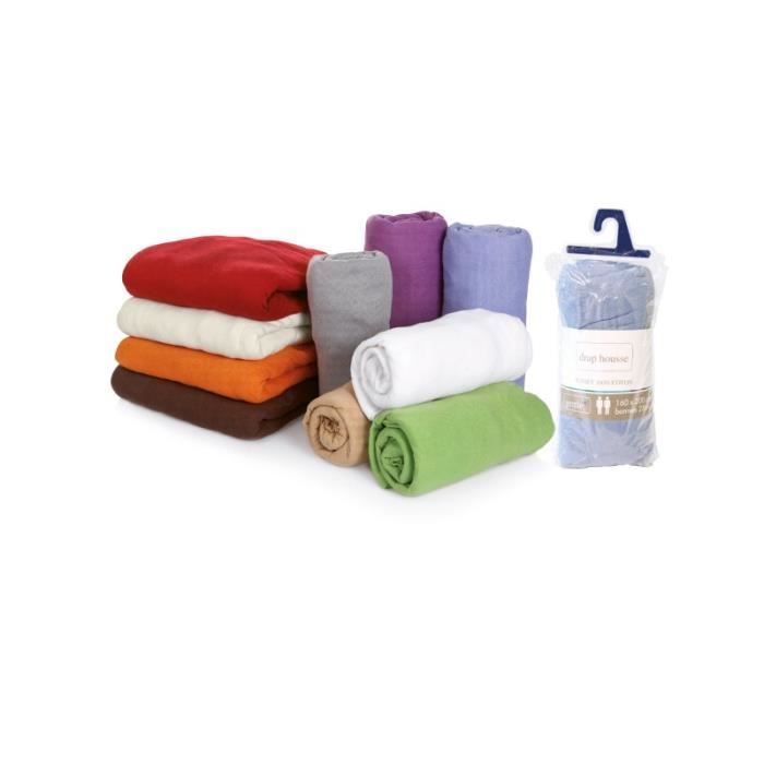 Drap housse - 100 % coton - Orange - 90 x 190 cm - Lavable en machine - Uni