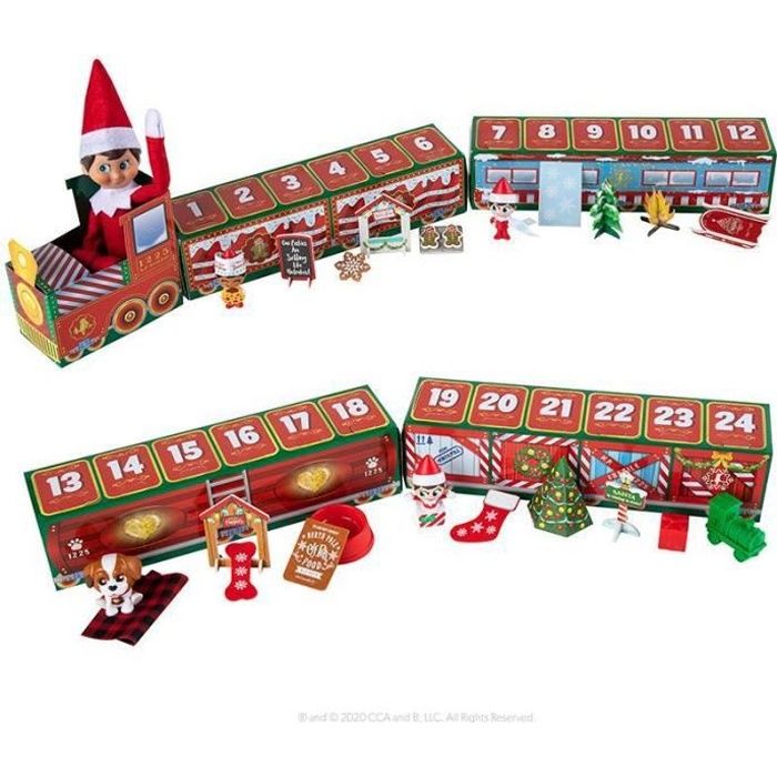 Calendrier de L'avent 2021 Mini Train en Bois Calendrier de L'avent Compte à Rebours de Noël de 24 Jours Deco Noel Train Noël Décorations Cadeaux Noël pour Enfants Garçons Filles 