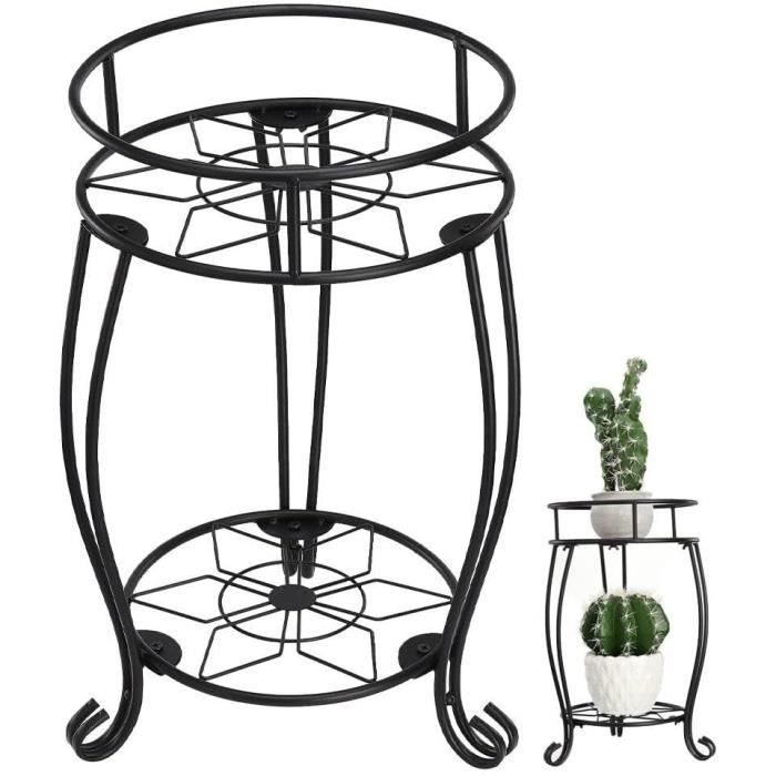 Support Plante En Pot Fer Forgé Noir 23x6.5cm - Support Fleurs Rond Intérieur Extérieur Balcon Bureau
