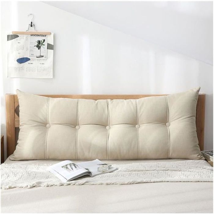 Coussin de tête de lit,Lavable et détachable Dossier Coussin De Lecture Sofa Triangulaire Bureau Lombaire Blanc 60*20*60cm