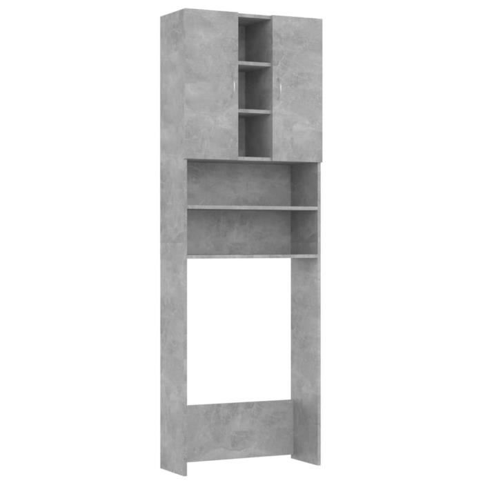 Meuble pour machine à laver Meuble de salle de bain Eleganter - Meuble WC Gris béton 64x25 5x190 cm
