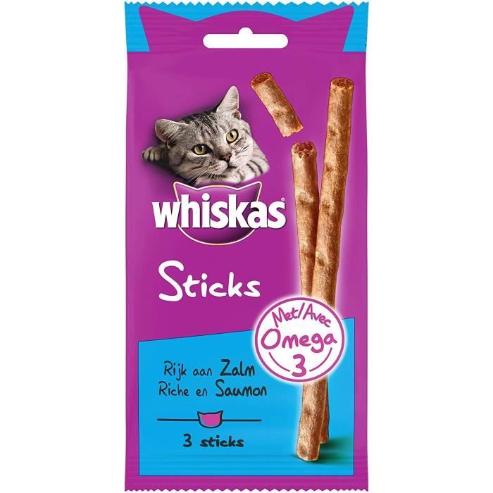 Whiskas Friandises en Bâtonnet au Saumon pour Chat, 84 Sticks (28 Sachets de 3 Récompenses)