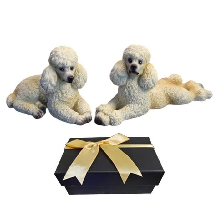 Blanc accroupi - JXK - figurine de chien de guérison, Caniche mignon Blanc accroupi - JXK - figurine de chien de guérison, Caniche mignon