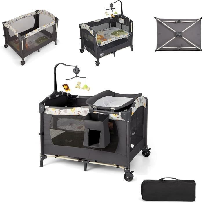 COSTWAY Lit Parapluie Pliant Bébé avec Matelas 4 en 1-0-36