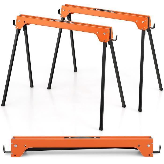 CEEDIR Lot De 2 Tréteaux à Roulettes Pliables – Hauteur Réglable 68-107 Cm – Charge Max 60 Kg – Acier Robuste Avec Rouleaux Antidérapants