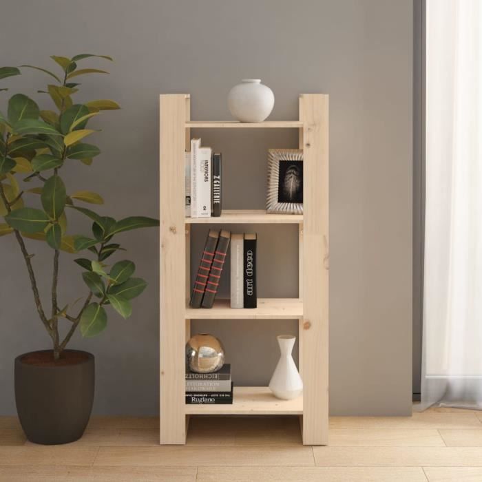bibliothèque/séparateur de pièce en bois massif - duokon - blanc - 60x35x125 cm - 4 étagères - style campagne