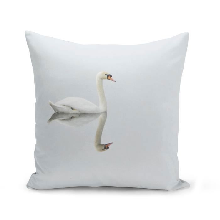 Housse De Coussin 40x40 Cm Cygne Blanc Reflette Dans Eau D Un Lac Achat Vente Housse De Coussin Cdiscount