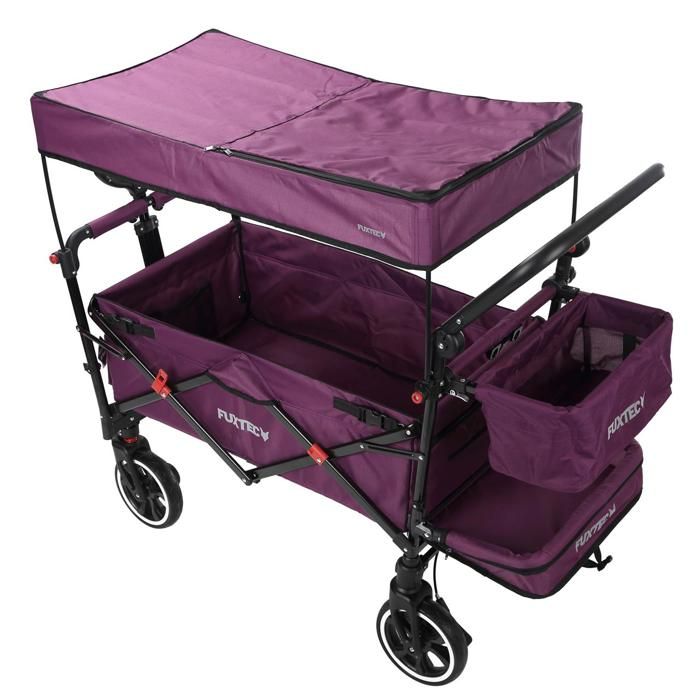 Chariot de transport enfant - Pourpre - FUXTEC Premium Cruiser - pliable charge 75 kg