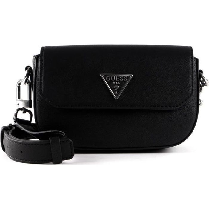 GUESS Ambrose Mini Crossbody Flap Black [115658] Noir Cdiscount Bagagerie Maroquinerie