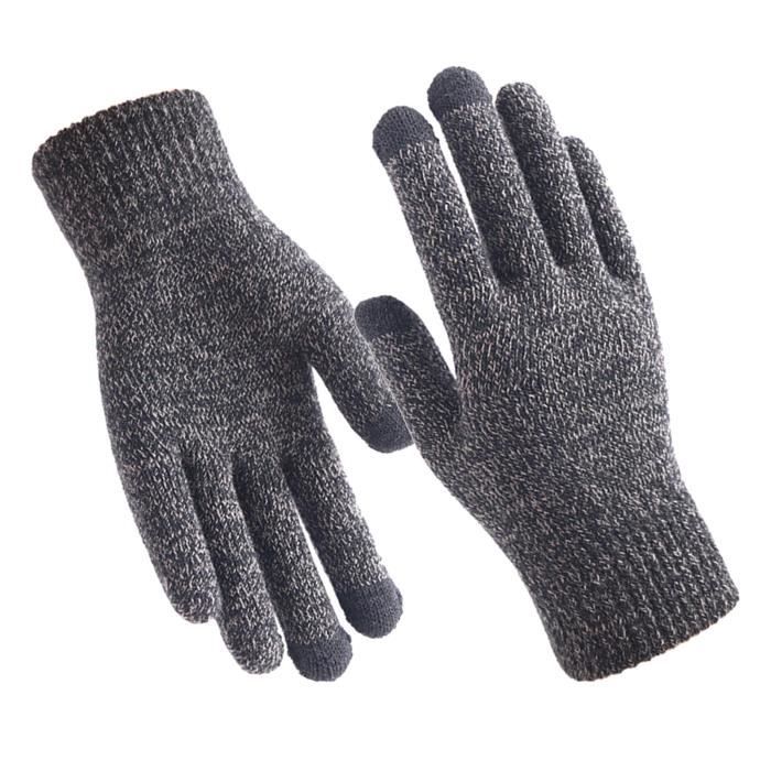 Gants d'hiver doux gants thermiques en tricot à écran tactile unisexe  mitaine coupe-vent par temps froid pour la course Gris-noir - Cdiscount Prêt -à-Porter