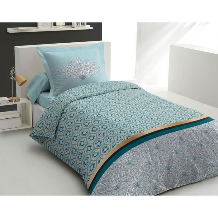 Parure de couette 140x200 cm HOME LINGE PASSION LOUXOR : Housse de couette + 1 taie d'oreiller - 100