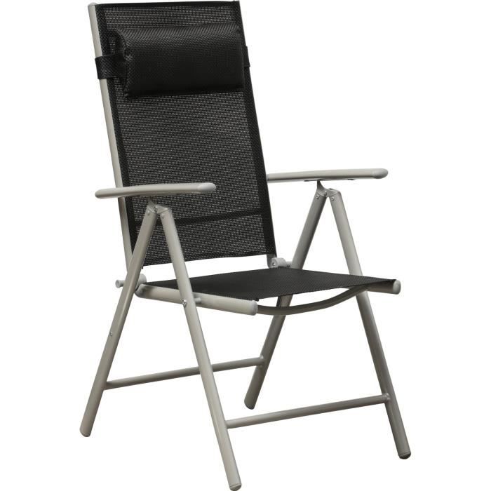 chaise de jardin pliante ib style jamaica - aluminium noir - 7 positions réglables - confort d'assise optimal