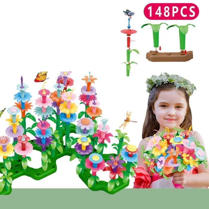 wohot 166pcs Jeux de Construction Jardin de Fleurs pour Fille 3 4 5 6 Ans,  Jouet Bricolag Jardin Enfant Jeu Construction Fleu