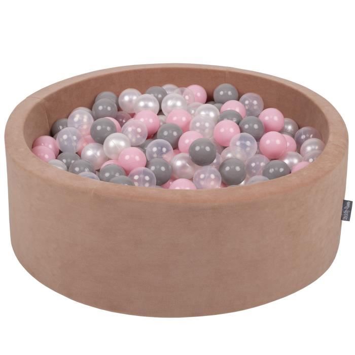 KiddyMoon 90X30cm/200 Bolas ∅ 7Cm Piscina De Bolas Para Ninos Hecha En La UE, Gris Clr:Blanco/Gris/Turquesa Clr