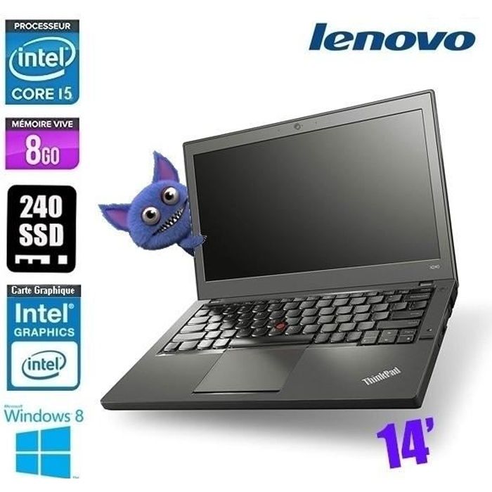 Ordinateur Portable – LENOVO – THINKPAD T450 – Core i5 5300U 2.3GHz – 8 Go RAM – SSD 240 Go