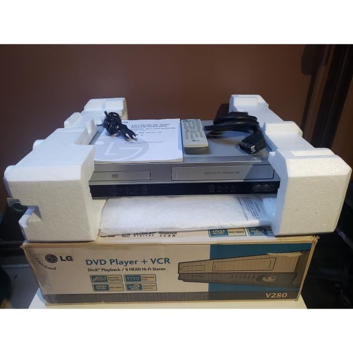 COMBINE LG V280 LECTEUR DVD MAGNETOSCOPE ENREGISTREUR VHS CASSETTE K7 VIDEO 6 TETES HIFI STEREO + TEL - vue 2