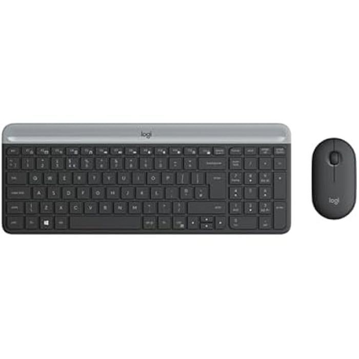 Clavier et souris sans fil – LOGITECH – Slim Wireless KEYB+Mouse Combo WRLS – USB – Récepteur sans fil – Noir