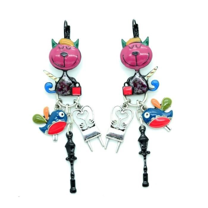 Boucles D Oreilles Lol Bijoux Lolilota Le Chat Parisien Oiseau Fushia Achat Vente Boucle D Oreille Boucles D Oreilles Lol Bijo Rose