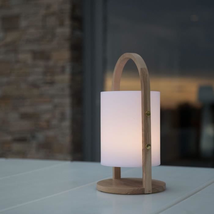 Lanterne sans fil anse en corde LED blanc chaud/dimmable WILDY H23cm 