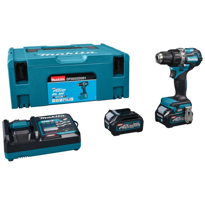 Perceuse visseuse 54Nm 40V max MAKITA 2 batteries 40V 2.5Ah chargeur MakPac DF002GD201