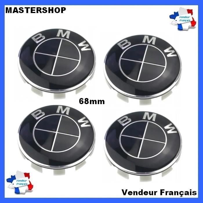 4 x Caches Moyeu Centre Roue 68mm BMW Full Noir Logo Enjoliveur full black