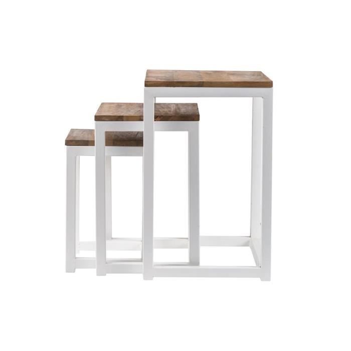 Miliboo Tables Gigognes Bois Et Metal Blanc Lot De 3 Rochelle Achat Vente Table Basse Miliboo Table Gigognes Rochelle Cdiscount